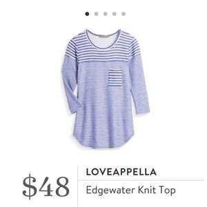 𝅺stitch FIX NWT Loveappella Edgewater Knit Top Blue Striped Size Medium